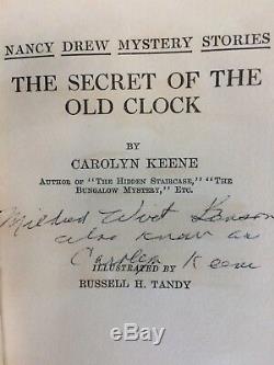 Nancy Drew SIGNED #1 Secret of the Old Clock, 1st Edition/1st Printing