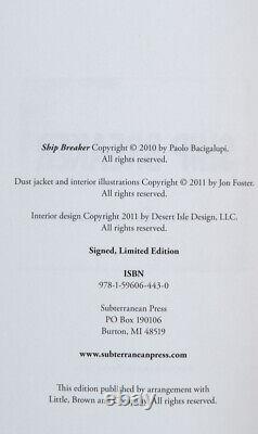 Paolo Bacigalupi / Ship Breaker Limited Signed 1st Edition 2011