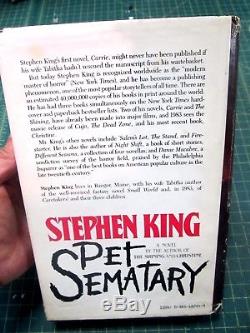 Pet Sematary by Stephen King SIGNED 1983 First Edition First Printing HC DJ