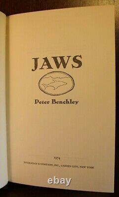 Peter Benchley Jaws SIGNED First Edition 1st Print 1974 Movie Steven Spielberg