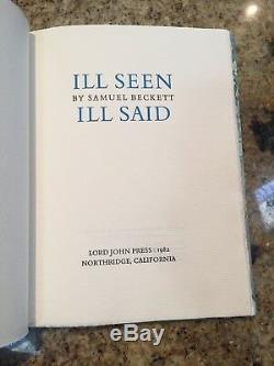 SAMUEL BECKETT Limited Edition ILL SEEN ILL SAID Lord John Press NOBEL Signed