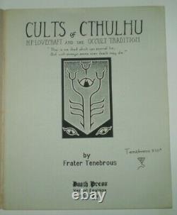 SIGNED, 1 of 123, CULTS OF CTHULHU, FRATER TENEBROUS, OCCULT, E. O. D. LOVECRAFT