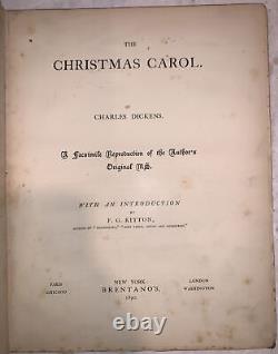 SIGNED, 1 of 250, CHARLES DICKENS, CHRISTMAS CAROL, 1890, MANUSCRIPT FACSIMILE