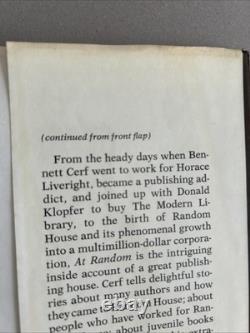 SIGNED 1st Edition At Random Bennett Cerf Hardcover Donald Klopfer Association