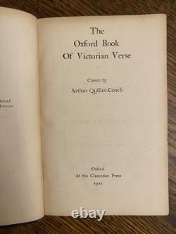 SIGNED 1st Edition Quiller-Couch, Cambridge, 1912 Oxford Book Victorian Verse