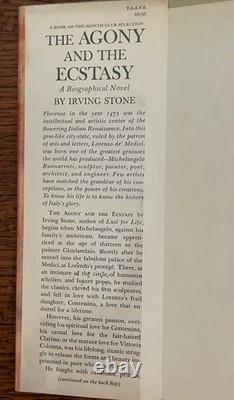 SIGNED 1st Edition The Agony and the Ecstasy IRVING STONE 1961 HC DJ Inscribed