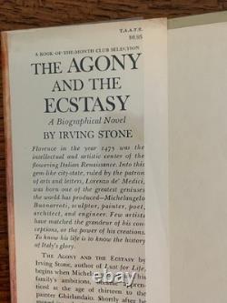SIGNED 1st Edition The Agony and the Ecstasy IRVING STONE 1961 HC DJ Inscribed