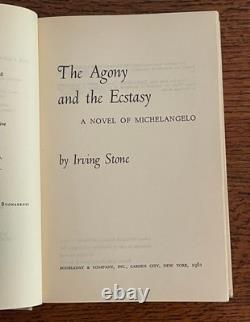 SIGNED 1st Edition The Agony and the Ecstasy IRVING STONE 1961 HC DJ Inscribed SIGNED 1st Edition The Agony and the Ecstasy IRVING STONE 1961 HC DJ Inscribed