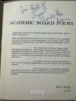 SIGNED Academic Board Poems, Ken Smith. 1968 1st Edition. Radical Essex Protests