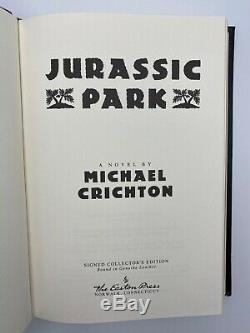 SIGNED Easton Press JURASSIC PARK LOST WORLD Michael Crichton 2V EXTREMELY RARE