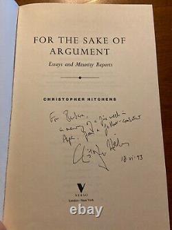 SIGNED For the Sake of Argument By Christopher Hitchens 1993 Hardcover