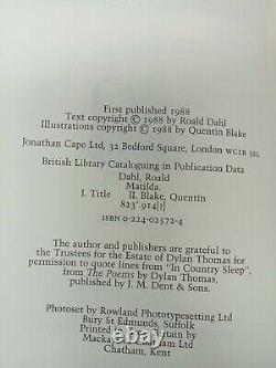 SIGNED Roald Dahl Matilda first Edition First Impression 1988