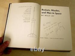 SIGNED Willy Ley ROCKETS MISSILES AND MEN IN SPACE hcdj 1st Edition 1968 HCDJ