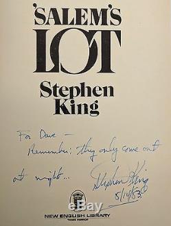 Salem's Lot Stephen King Signed & Inscribed UK First Edition 1st/1st 1976