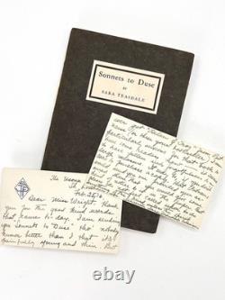 Sara Teasdale / SONNETS TO DUSE Signed 1st Edition 1907