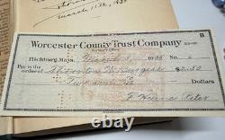 Signed 1st Edition 1923 BURGESS Flower Book Children & Endorsed Cancelled Check