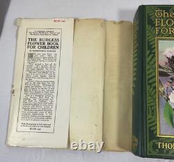 Signed 1st Edition 1923 BURGESS Flower Book Children & Endorsed Cancelled Check