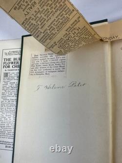 Signed 1st Edition 1923 BURGESS Flower Book Children & Endorsed Cancelled Check