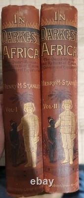 Signed 1st Edition In Darkest Africa Henry M. Stanley, 2 Volumes 1890 Rare Set