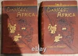 Signed 1st Edition In Darkest Africa Henry M. Stanley, 2 Volumes 1890 Rare Set