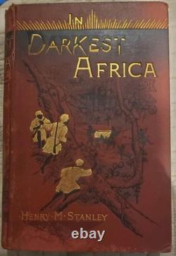 Signed 1st Edition In Darkest Africa Henry M. Stanley, 2 Volumes 1890 Rare Set
