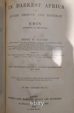 Signed 1st Edition In Darkest Africa Henry M. Stanley, 2 Volumes 1890 Rare Set