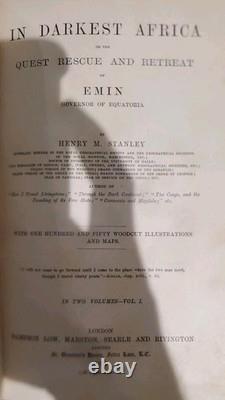 Signed 1st Edition In Darkest Africa Henry M. Stanley, 2 Volumes 1890 Rare Set