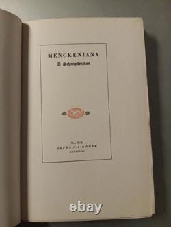 Signed HL Mencken Menckeniana A Schimpflexicon Signed Limited 1st Edition 1928