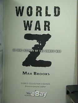 Signed by author, World War ZOral History of Zombie War, Max Brooks, Easton Press