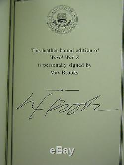 Signed by author, World War ZOral History of Zombie War, Max Brooks, Easton Press