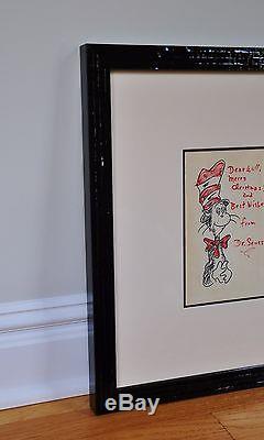 Stunning Framed Original Drawing Dr. Seuss The Cat In The Hatw. Loa/coa