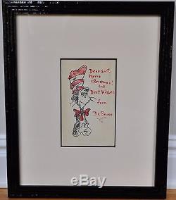 Stunning Framed Original Drawing Dr. Seuss The Cat In The Hatw. Loa/coa