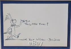 Stunning, Framed Original Signed Drawing Dr. Seuss A Whimsical Fox W. Loa/coa