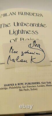 THE UNBEARABLE LIGHTNESS OF BEING Milan Kundera SIGNED 1st/1st 1984 SEE NOTE