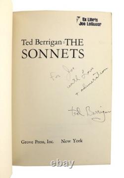 Ted Berrigan / The Sonnets Inscribed to Joe LeSueur Signed 1st Edition 1967