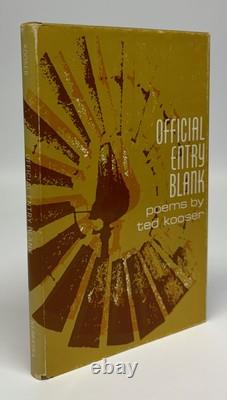 Ted KOOSER / Official Entry Blank Poems Signed 1st Edition 1969