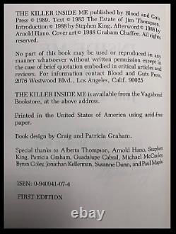 The Killer Inside Me SIGNED by STEPHEN KING Limited Edition Hardback 1/350