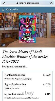 The Seven Moons of Maali Almeida Shehan Karunatilaka SIGNED BOOK PLATE 1st/1st