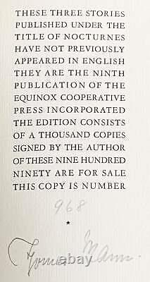 Thomas Mann / NOCTURNES Signed 1st Edition 1934