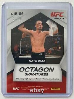 Ufc Panini Prizm 2021 Nate Diaz Octagon Signatures Auto Card 20/25 Signed