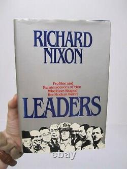 Vtg 1982 Richard Nixon Signed Book Leaders 1st Edition HB DJ President Autograph