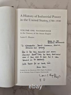 Waterpower Louis C. Hunter 1979 1st Edition SIGNED Industrial Power Of The US
